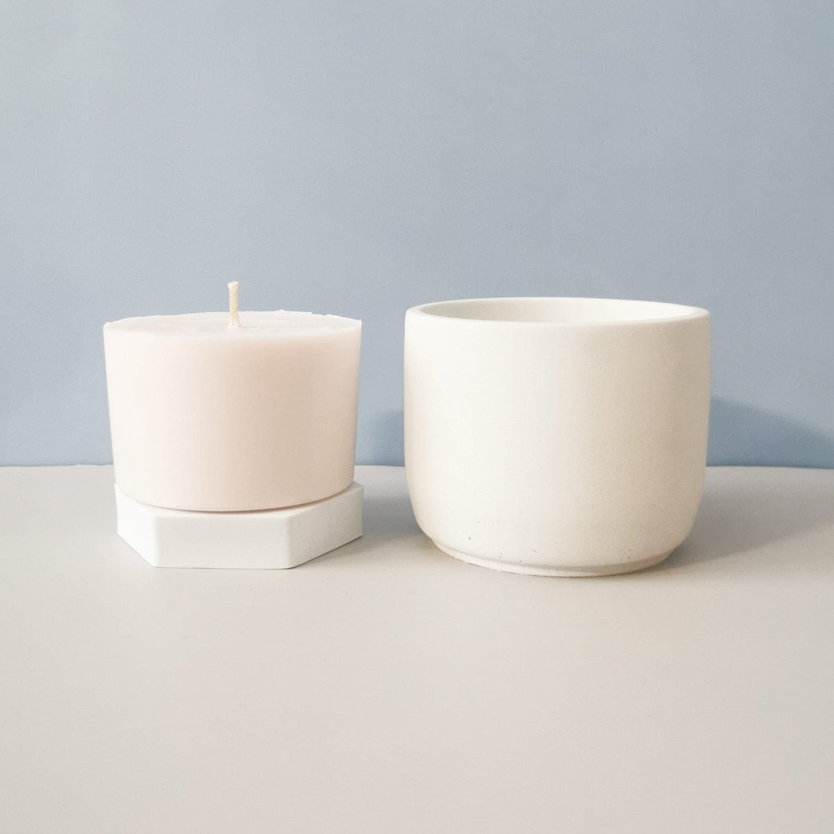 candle refill and concrete jar
