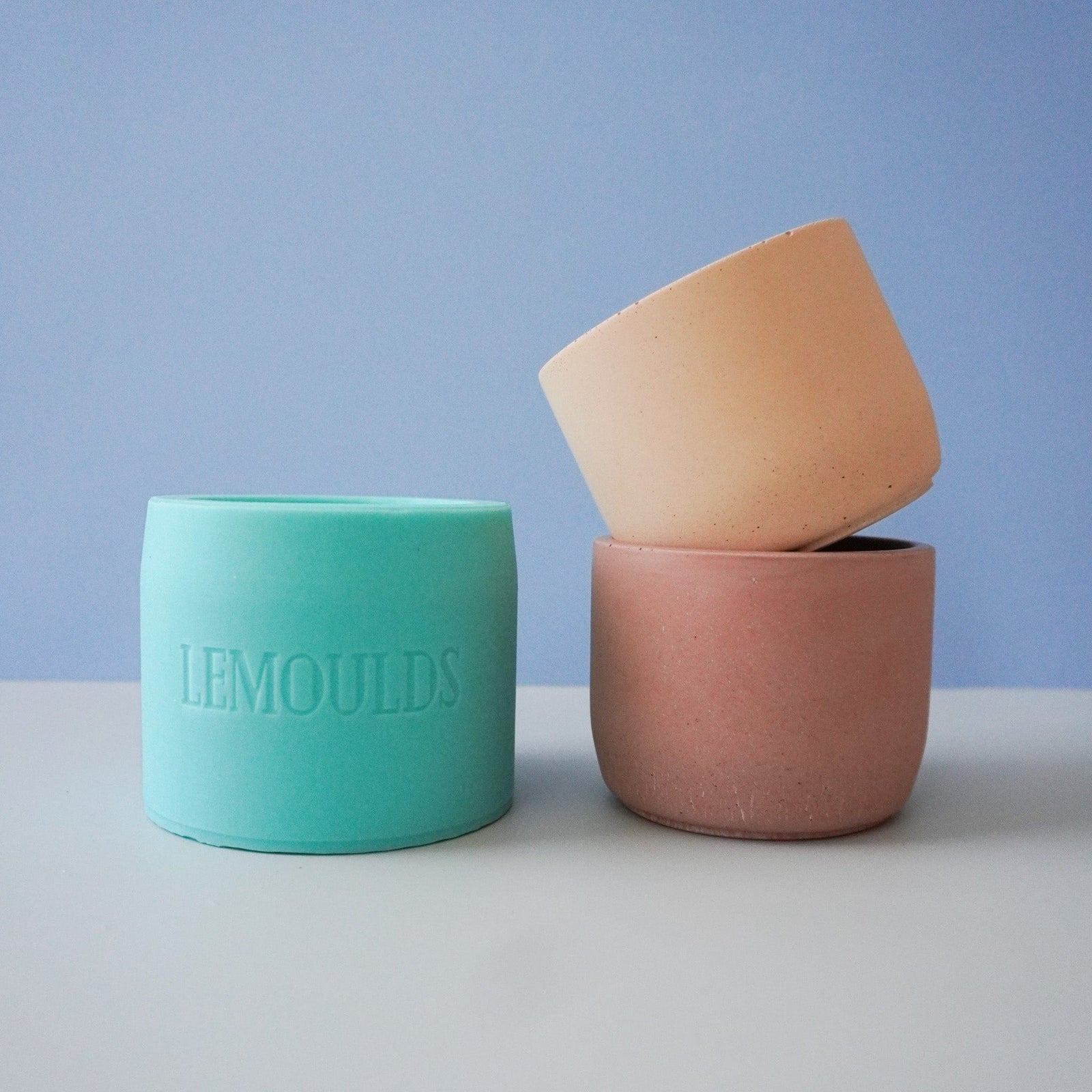 candle jar mould with 2 concrete candles