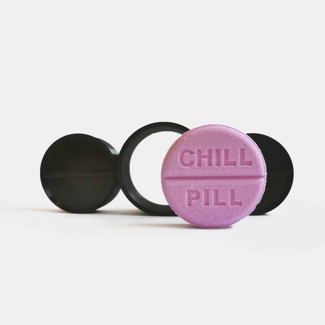 Round chill pill bath bomb mould and chill pill bath bomb