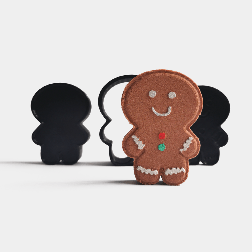 ginger bread man bath bomb and bath bomb mold