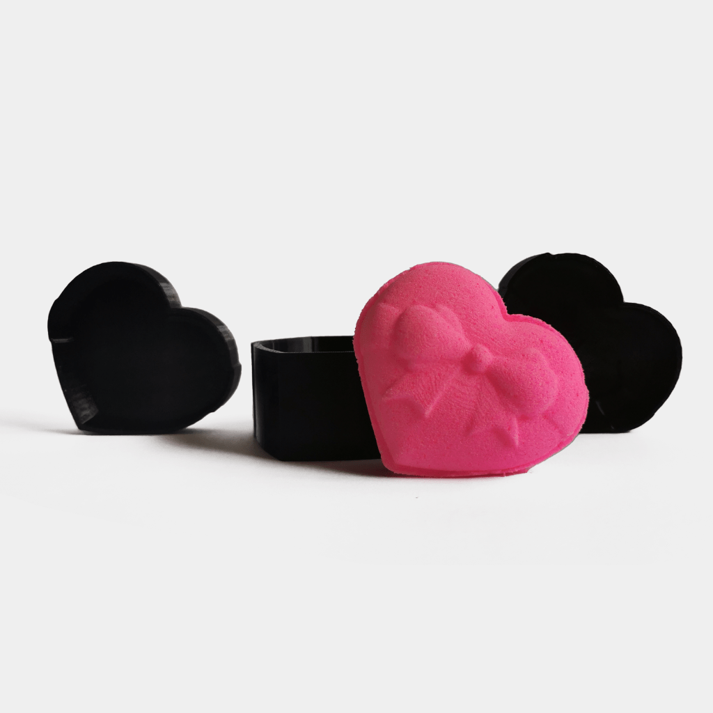 heart with  bow bath bomb mold
