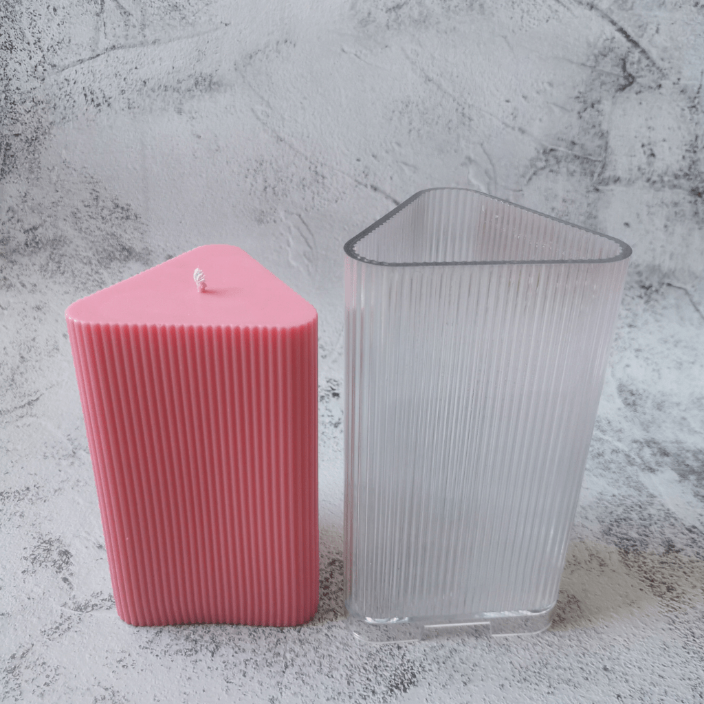 large Ribbed Triangular Pillar PVC Candle and candle Mould