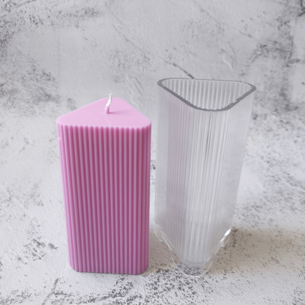 Small Ribbed Triangular Pillar PVC Candle and candle Mould